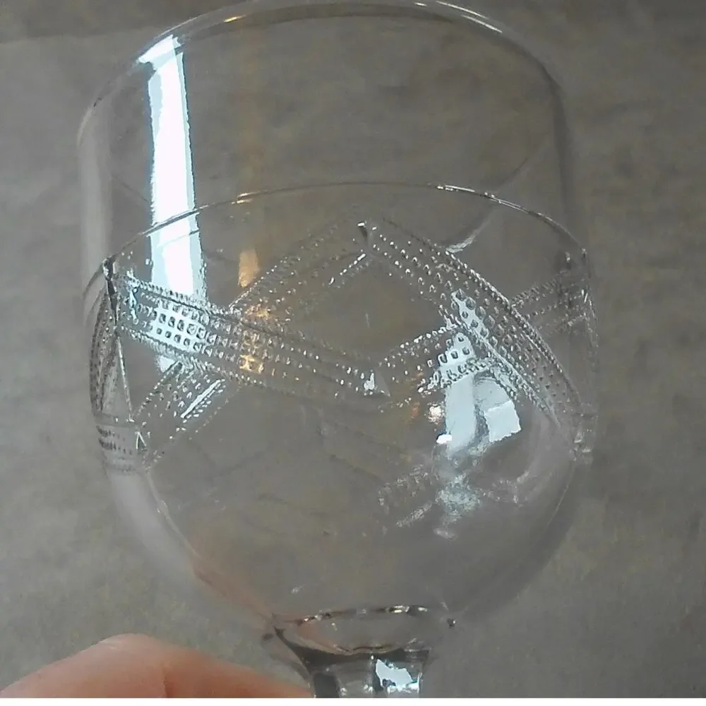 EAPG Gillinder & Sons No 46 Rail Fence Band Water Goblet Clear Antique Glass